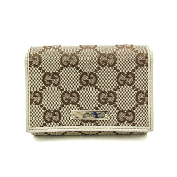 Gucci 131886 VS Canvas Leather Card Case Beige,Brown
