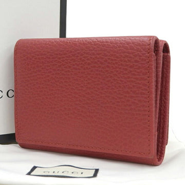 GUCCI VS Marmont Leather Trifold Wallet 474746 Red Women's