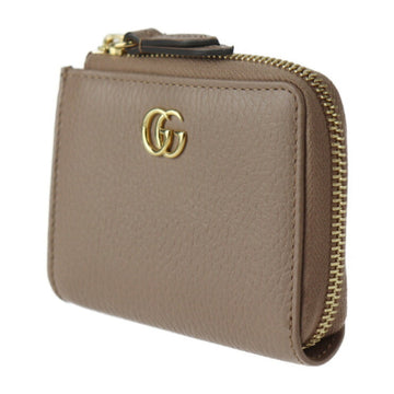 GUCCI VS Marmont Coin Case 644406 Leather Beige Gold Metal Fittings Purse L-shaped Zipper Japan Limited