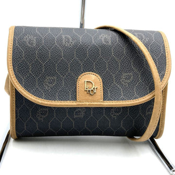 Christian Dior Dior Shoulder Bag Pouch Honeycomb Pattern Retro Vintage Dark Brown Women's