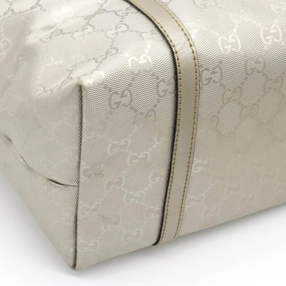 GUCCI VS Implement Tote Bag Shoulder PVC Leather Silver 197953
