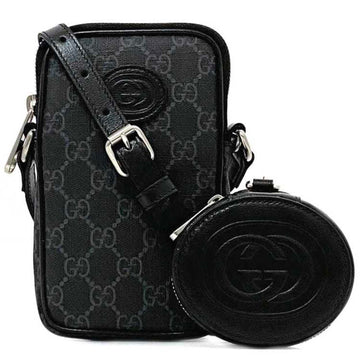 Gucci Shoulder Bag f-22060 Black VS Supreme 700959 PVC Leather 203887 GUCCI Pochette Crossbody Men's Women's Airpods Smartphone