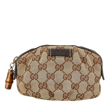 Gucci VS Canvas Bamboo Pouch 246174 Beige Brown Leather Women's GUCCI