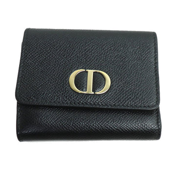 Christian Dior 30 Montaigne Lotus Compact Wallet Tri-fold Black S2057OBAE-900U Women's