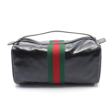 Gucci VS Crystal Sherry Line Handbag Bag Coated Canvas Leather Men's Black 759689FACI01064