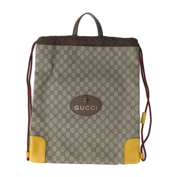 GUCCI Drawstring Backpack VS Supreme Angry Cat Backpack/Daypack 473872 Leather Beige Yellow Brown Head Tiger