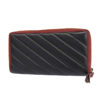 GUCCI VS Marmont Leather Round Long Wallet 573810 Black/Red Women's