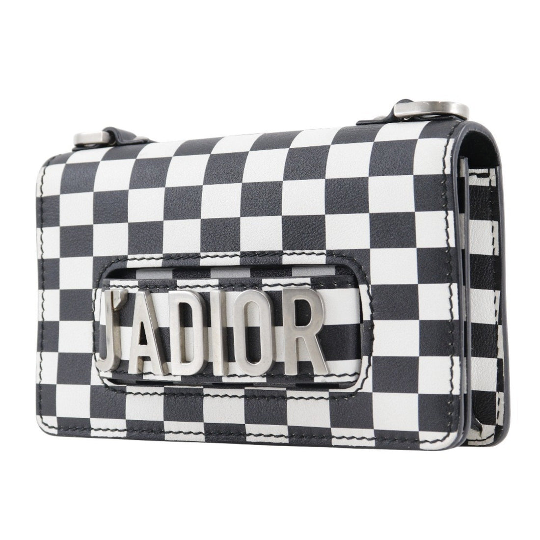 Christian Dior Jadior Shoulder Bag Clutch Calf Black/White 2way Type Women's