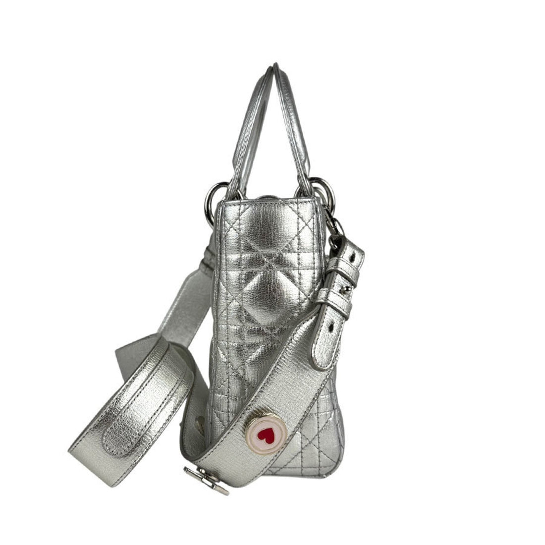 Christian Dior handbag shoulder bag Lady leather silver ladies z5610