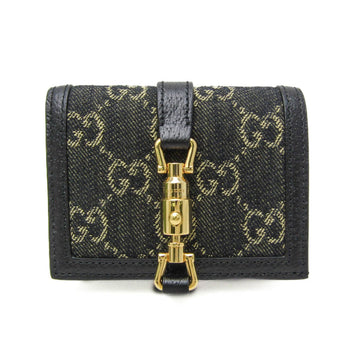 Gucci Jackie 1961 645536 Women's Denim,Leather Wallet (bi-fold) Black
