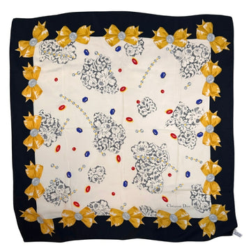 Christian Dior Scarf Muffler Black White 100% Silk Ribbon Women's Mikunigaoka Store IT42DDMIIHJ4 RM2247R