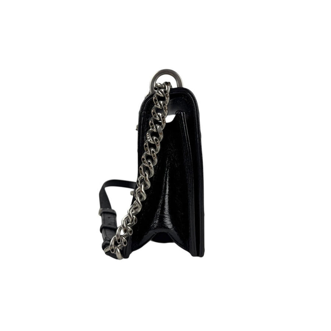 Christian Dior Shoulder Bag Diorama Patent Leather Black Silver Women's z5410