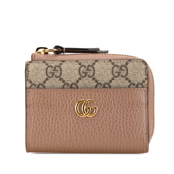 Gucci VS Marmont L-shaped bi-fold wallet 658609 Beige PVC Leather Women's GUCCI
