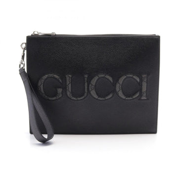 Gucci VS Supreme Clutch Bag Leather Coated Canvas Men's Black 768374AACXC1050