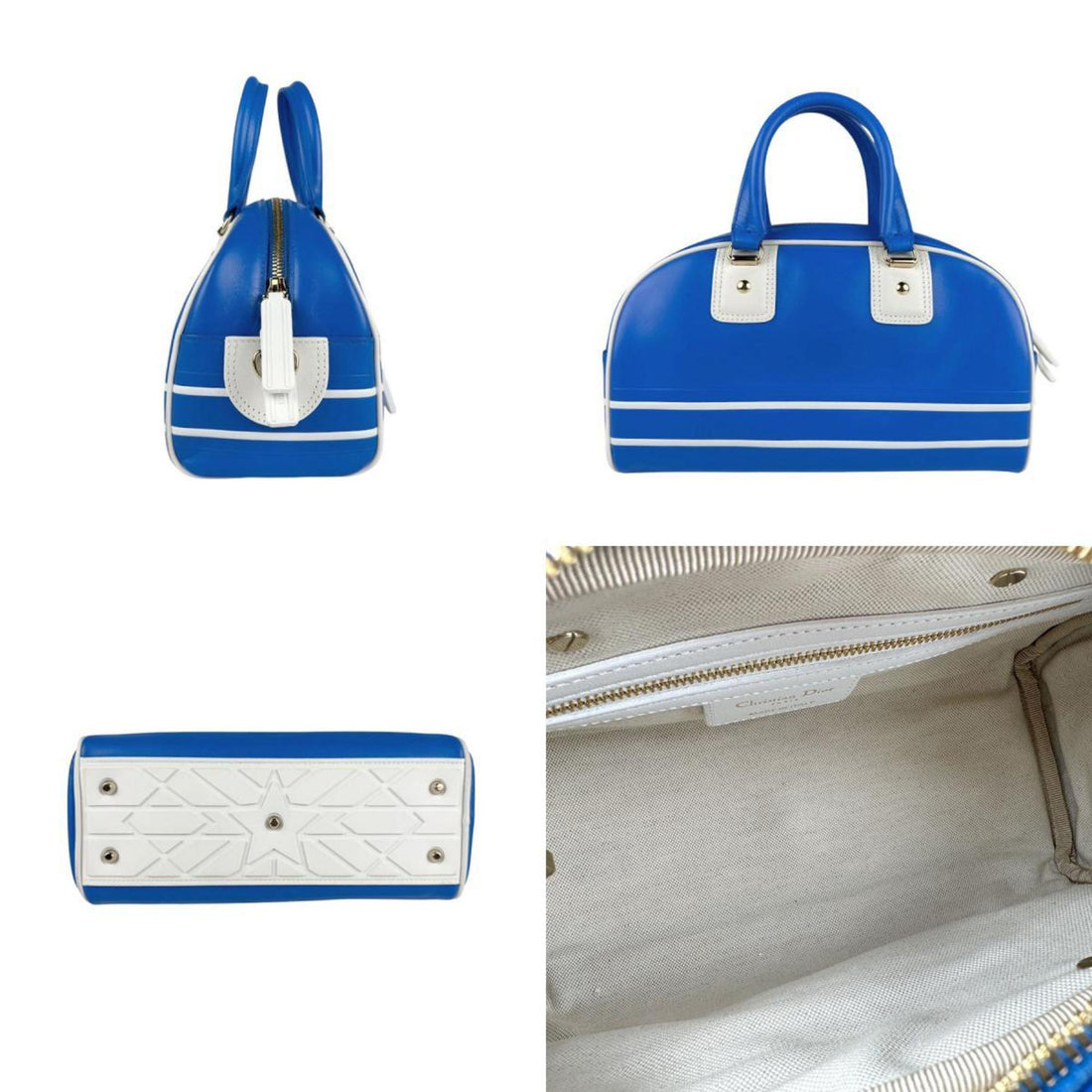 Christian Dior handbag shoulder bag Vibe small leather blue ladies z5639