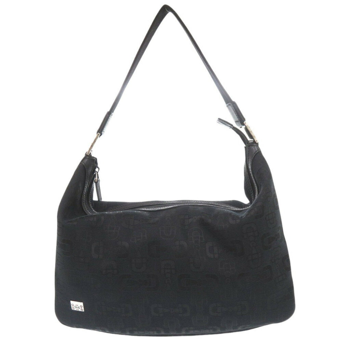 Gucci Horsebit Pattern 211523 Canvas Black Shoulder Bag 1563GUCCI