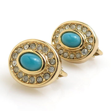 Christian Dior Earrings Metal Stone Gold x Blue Women's 55858g