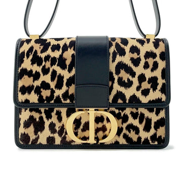 Christian Dior Dior Shoulder Bag 30 Montaigne Pony Leather Christian Leopard Print Black