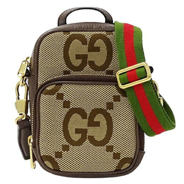GUCCI Bag Women's Shoulder Jumbo VS Canvas Brown Beige 696072 Compact