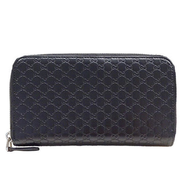 GUCCI Wallet for Women and Men, Long Wallet, Leather, Micro VS, Shima, Black, 544473, Round
