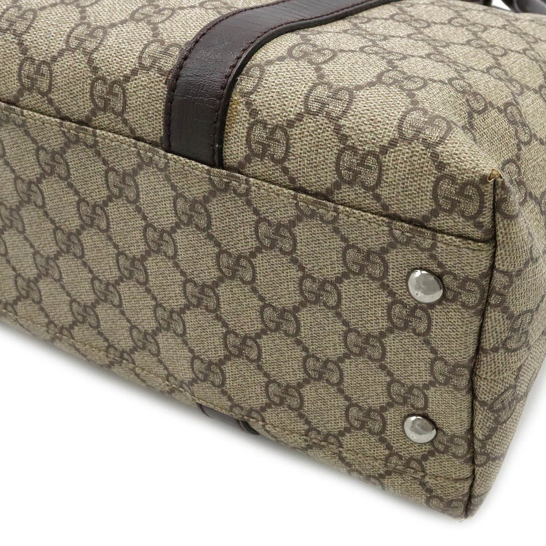 GUCCI VS Supreme Plus Tote Bag Shoulder PVC Leather Khaki Beige Dark Brown 114595