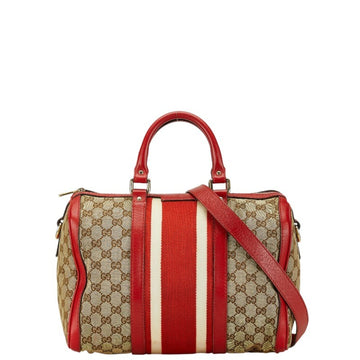 Gucci VS Canvas Sherry Line Boston Bag Shoulder 247205 Beige Red Leather Women's GUCCI