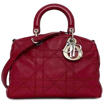 Christian Dior 2way Granville f-21888 Pink Cannage Leather 09-BO-0172 Boston Bag Charm Women's