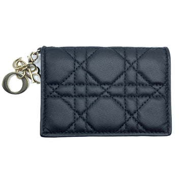 Dior Cannage Lady Card Holder Business Case Leather Black S0011ONMJ CHRISTIAN DIOR