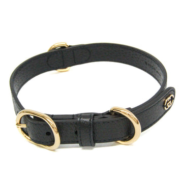 Gucci Interlocking G Dog Pet Collar 692943 Dog Collar Leather Black