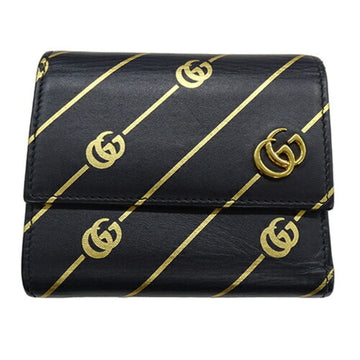 GUCCI Wallet for Women and Men, Tri-fold Wallet, VS Marmont Leather, Black Gold, 548076