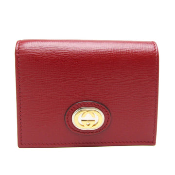 Gucci Interlocking G 598532 Women's Leather Wallet (bi-fold) Red Color
