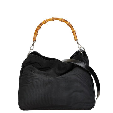 Gucci Bamboo Handbag Shoulder Bag 001 2123 Black Nylon Women's GUCCI