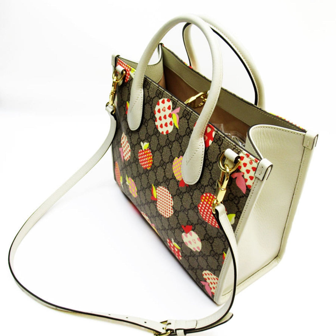GUCCI Handbag Shoulder Bag VS Supreme Canvas Leather Ivory x Brown Women's 659983 t19539a