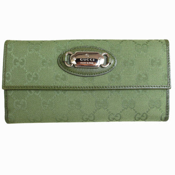 GUCCI Bi-fold long wallet VS canvas khaki green silver women's 231841 s0102a