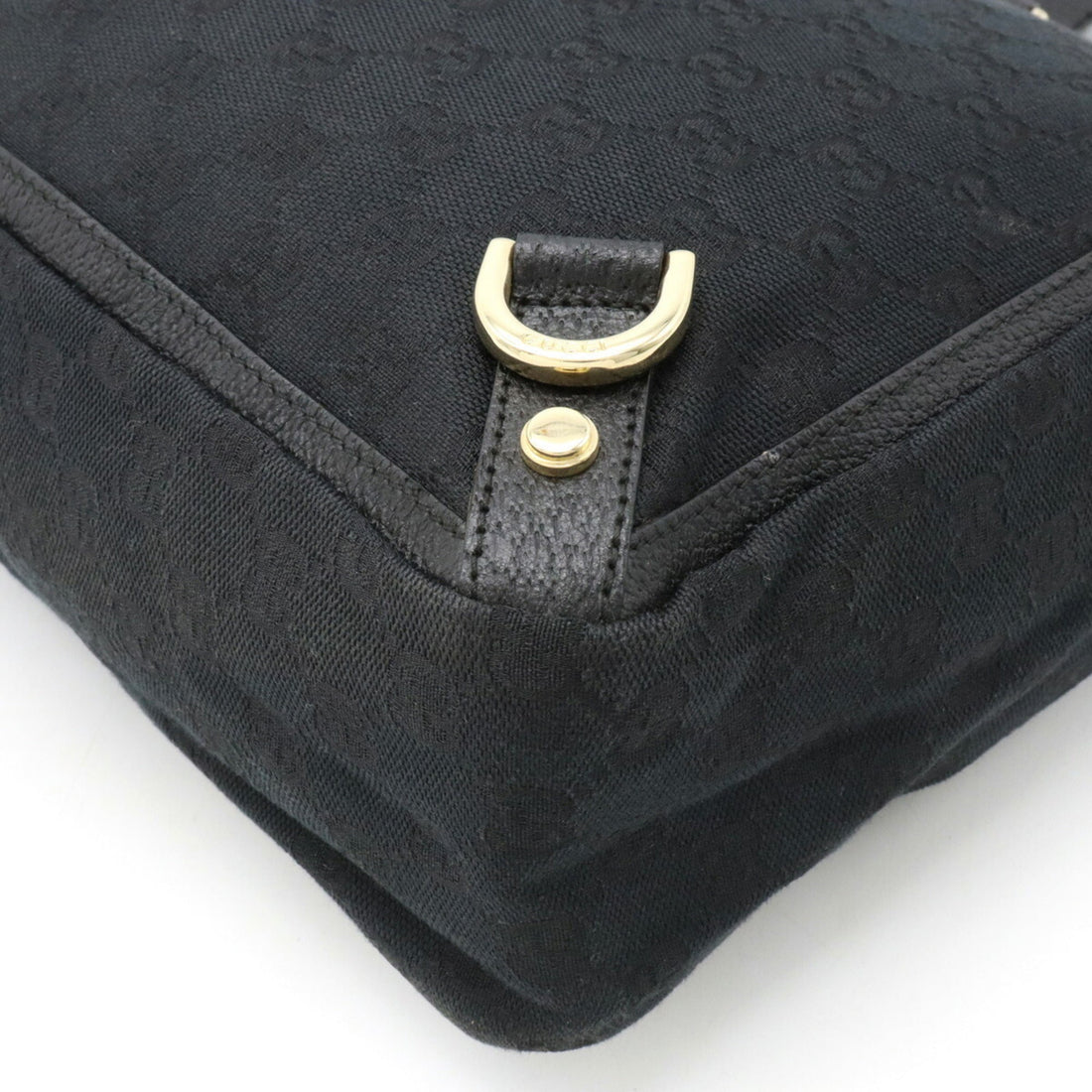 GUCCI Abbey VS Canvas Tote Bag Shoulder Leather Black 141472