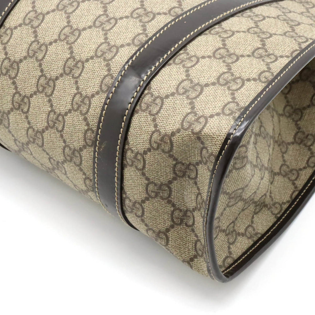 GUCCI Jackie VS Plus Supreme Shoulder Bag PVC Leather Khaki Beige Dark Brown 203494