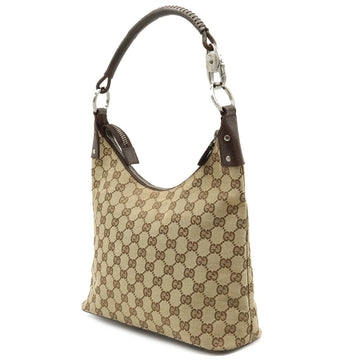 GUCCI VS Canvas Shoulder Bag Leather Beige Dark Brown 115003