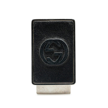 Gucci VS Money Clip Black Silver Metal Leather Women's GUCCI