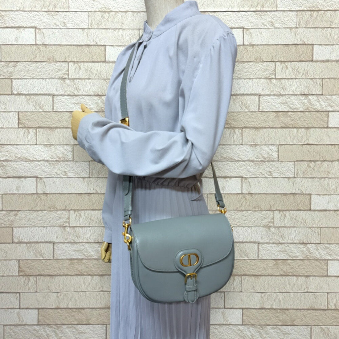 Christian Dior Dior Bobby Medium Shoulder Bag Leather Grey Women's