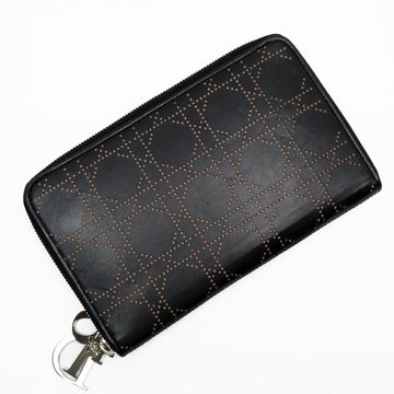 Christian Dior Organizer Cannage Leather Black x Light Pink Men's Women's t19165a