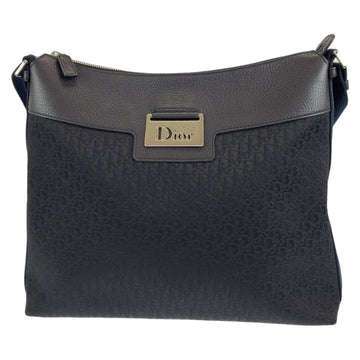 Christian Dior Dior Trotter Oblique Black Silver Hardware Canvas Leather Shoulder Bag