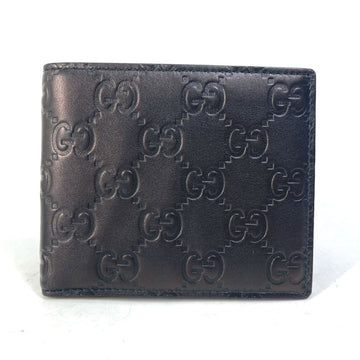 GUCCI 145754 Compact Wallet VS Guccissima Billfold Bi-fold Shima Leather Men's Black