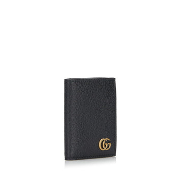 Gucci VS Marmont Double Card Case Business Holder 428737 Black Leather Ladies GUCCI