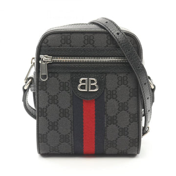 BALENCIAGA x GUCCI Hacker Project Shoulder Bag Canvas Leather Men's Black Multicolor 680129 1000?R