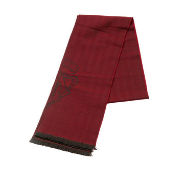 Gucci Emblem Crest Herringbone Scarf 508027 Red Black Wool Women's GUCCI