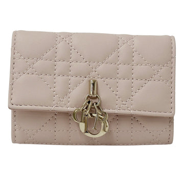 Christian Dior Dior Wallet for Women Miss Cannage Coin Case Leather Pink Light Champagne Mini Compact