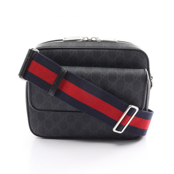 Gucci VS Supreme Small Crossbody Shoulder Bag Coated Canvas Leather Men's Black Grey 795479FADJA1042