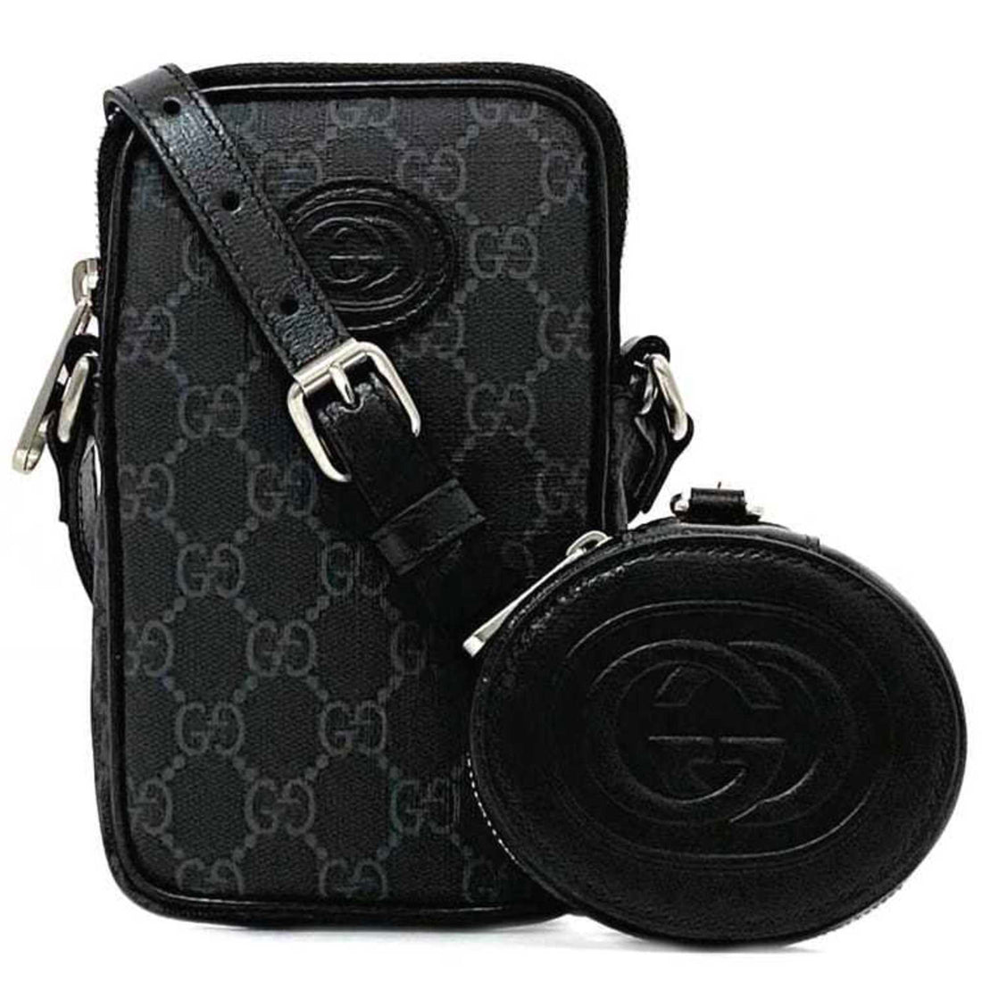 Gucci Shoulder Bag f-22060 Black VS Supreme 700959 PVC Leather 203887 GUCCI Pochette Crossbody Men's Women's Airpods Smartphone