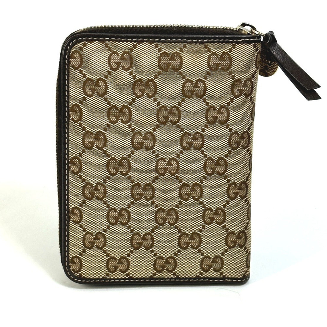 GUCCI 233152 VS Guccioli Chihuahua Stationery Round Notebook Cover Canvas Leather Women's Brown