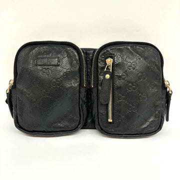 Gucci Shima Waist Pouch Body Bag Leather Black Embossed 213317 GUCCI